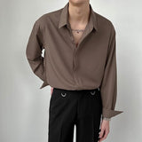 Aidase Summer Korean Fashion Blouses Office Men Casual Harajuku Ice Silk Short Sleeve Loose Oversize Solid Shirts Ins Smart Casual Tops aidase-shop