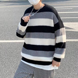 Aidase Sweater Men Clothes Autumn Winter Unisex Couple Basic Korean Style Striped Simple Loose Casual O-neck Fashion Harajuku Friends aidase-shop