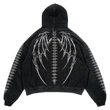 Y2K Hoodie Sweatshirt Men Hip Hop Skull Wings Print Oversized Jacket New Harajuku Fashion Punk Rock Gothic Tops Streetwear aidase-shop