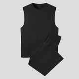 Aidase Men Casual Sets Streetwear Solid Color O-neck Sleeveless Tank Tops & Pants Two Pieces Sets 2022 Summer Men Suits S-5XL 7 aidase-shop