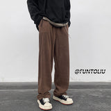 Spring Brown/Black Corduroy Pants Men Fashion Retro Casual Pants Men Streetwear Loose Hip Hop Straight Pants Mens Trousers M-2XL aidase-shop