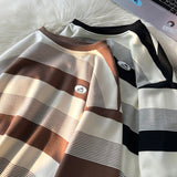 Women Sweatshirt Stripe Oversized Spring Casual  Female Round Neck Hoodies Korean Style Fashion Unisex 5XL Pullovers aidase-shop