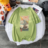 Summer short-sleeved t shirt Harajuku large size casual ulzzang Retro loose man's T-shirt cartoon Streetwear tees T-shirt tops aidase-shop