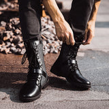 New Men Boots Black Sneakers Outdoor Fashion High Top Wholesale Punk Shoes for Men Casual Leather Street Style Ankle Boots Men aidase-shop