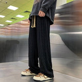 Summer New Drape Wave Striped Casual Pants Men's Loose American Oversized Wide Leg Pant Male Elastic Waist Street Sweatpant aidase-shop