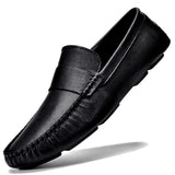 Black Genuine Leather Casual ShoesFor men Autumn Slip-on Loafers Soft Italian Style Flats Super Light Moccasins Plus Size 37-46 aidase-shop