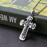 Fashion Vintage Flame Cross Pendant Necklace For Women Men Long Chain Punk Goth Trendy Accessories Choker Gothic Jewelry aidase-shop