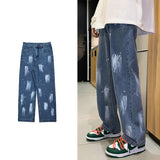 Hip Hop Funny Printed Men Jeans Streetwear Man Straight Trousers  Male Casual Denim Long Pants 5XL aidase-shop