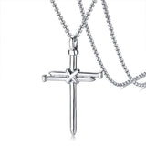 Fashion Vintage Flame Cross Pendant Necklace For Women Men Long Chain Punk Goth Trendy Accessories Choker Gothic Jewelry aidase-shop