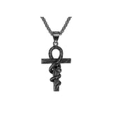 Fashion Vintage Flame Cross Pendant Necklace For Women Men Long Chain Punk Goth Trendy Accessories Choker Gothic Jewelry aidase-shop