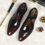 Luxury Men's Oxford Shoes Fashion Italian Leather Shoes Formal Men's Shoes Black Brown Lace Up Wedding Office Dress Leather Shoe aidase-shop