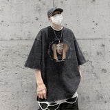 America Style Streetwear Graphic Men's Tshirt Short Sleeve Oversize Vintage T-shirt For Male Fashion Casual Basic Tops aidase-shop
