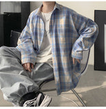 Casual Large Size Plaid Shirt Men's ins All-match Korean Style Loose Long Sleeve Youth Students' Fashionable Shirt Coat aidase-shop