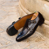 Men Monk Shoes Brown PU Square Toe Three-stage Double Buckle Fashion Business Casual Wedding Party Dress Shoes Size 38-48 aidase-shop