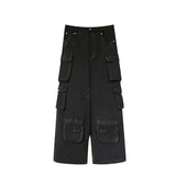 New Vintage Male Cargo Pants Trendy High Street Multi Pocket Washed Wid-Leg Straight Trousers Spring Fashion aidase-shop