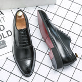 Oxfords Shoes for Men Brown Black Business Lace-up Pu Office  Brogue Dress Shoes Zapatos De Vestir Hombre Mens Shoes aidase-shop