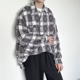 Korean Style New Plaid Men's Shirts Vintage Long Sleeve Male Casual Blouses All-match Gray Unisex Shirts Clothing aidase-shop