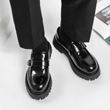 New Black Brogue Shoes Men Classic Platform Oxford Dress Shoes Men Retro Patent Leather Footwear Low-Ankle Party Shoes aidase-shop