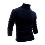 Aidase  Men T-shirt Pullover Solid Color Long Sleeves Slim Fit Basic Half-high Collar Elastic Anti-shrink Autumn Tops Men Daily Clothes aidase-shop