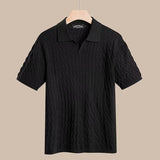 Korea Style Slim Knit Polo Shirts Men Fashion Solid Color Short Sleeve Elastic Knitted Tops Summer Casual Lapel Mens Polo Tops aidase-shop