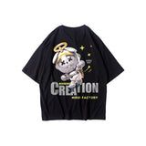 Aidase Hip Hop Tee Oversize T Shirt Streetwear Cartoon Letter Print T-Shirt Harajuku Cotton 2022 Summer Short Sleeve Tshirt Men aidase-shop