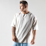 Summer Men's Loose Cotton Gym Shirt Sports Men's Fashion Running Workout Casual Short Sleeve Training Fitness Sports T Shirt aidase-shop