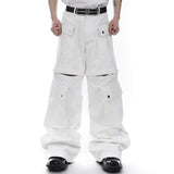 Multiple pockets men pants wide leg new American style overalls trousers solid color design male darkwear aidase-shop