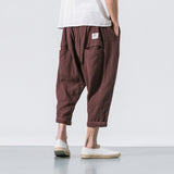 Aidase  Black Linen Cropped Trousers 2019 Ethnic Style Harem Pants Mens Baggy Pants Summer Japanese Loose Joggers aidase-shop