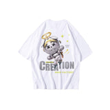 Aidase Hip Hop Tee Oversize T Shirt Streetwear Cartoon Letter Print T-Shirt Harajuku Cotton 2022 Summer Short Sleeve Tshirt Men aidase-shop