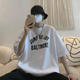 New Short Sleeve T-shirt Man Trend Letter Graphic Printed Tops Crew Neck Oversized Cotton Tees Male T Shirt aidase-shop