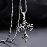 Fashion Vintage Flame Cross Pendant Necklace For Women Men Long Chain Punk Goth Trendy Accessories Choker Gothic Jewelry aidase-shop