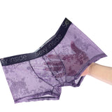 Men Boxer Shorts Look Wet See Through Man Sexy U Convex Underwear Summer Quick-Drying Panties Mesh Ice Silk Sleep Bottoms  aidase-shop