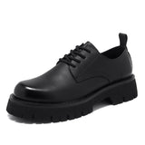 Mens Genuine Leather Oxfords Male Lace Up Platform Casual Shoes Bussiness Man Dress Shoes Low Top Tooling Boots aidase-shop