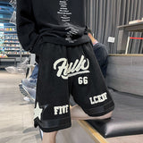 Summer Embroidered Shorts Men's Trend Hip-hop High Street American Retro Personality Preppy Japanese Vintage Half Pants aidase-shop