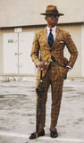 Aidase   2022 Brown Classic Plaid Tweed Suit for Men Slim fit Groom Wedding Tuxedo Blazer Male Formal Business Jacket  Pants 2 Piece aidase-shop