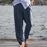 Men's Linen Pants Trousers Summer Pants Beach Pants Pocket Plain Comfort Breathable Outdoor Daily Going out Linen / Cotton Blend Fashion Streetwear Black White mysite