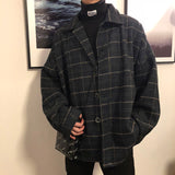 2021 Simple Retro Check Jacket Tide Boy Japanese Street Autumn And Winter Wild Plaid Jacket Thick Shirt aidase-shop