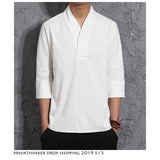 Dropshipping Men Solid Harajuku Summer Shirts 2020 Streetwear Linen Shirt Mens Fashions Male Chinese Style Vintage White Shirts aidase-shop