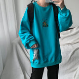 Privathinker Men Autumn Dinosaur Embroidery Pullovers Sweatshirts Mens 3 Colors O-Neck Hoodies Male Fashion Korean Sweatshirt aidase-shop