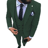 Aidase Mens suits Wave point Three Pieces Men Dress Suits Casual Commuter office business suits For Wedding(Blazer+Vest+Pants) aidase-shop