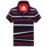 polo shirt men high quality mens polo shirt 95%cotton Short-sleeved embroidered stripes business casual mens polo shirt 3631 aidase-shop