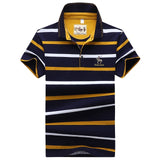 polo shirt men high quality mens polo shirt 95%cotton Short-sleeved embroidered stripes business casual mens polo shirt 3631 aidase-shop