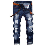 Aidase High Quality Men Casual Ripped Jeans Washed Straight Slim Pleated Motorcycle Biker Jeans Pants Male Denim Trousers Plus Size 42 aidase-shop