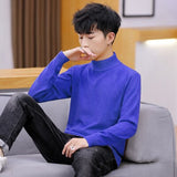 2021 Autumn New Men's Turtleneck Sweaters Male Slim Fit Solid Color High Neck Sweater Men Long Sleeve Knitted Pullover Tops 3XL aidase-shop