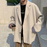 Aidase Blazers Men Leisure British-style Trendy Loose All-match Simple Korean Suit-tops Male Single-breasted Retro Daily Ins Streetwear aidase-shop