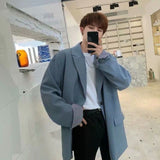 Aidase Blazers Men Leisure British-style Trendy Loose All-match Simple Korean Suit-tops Male Single-breasted Retro Daily Ins Streetwear aidase-shop