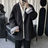 Aidase Blazers Men Leisure British-style Trendy Loose All-match Simple Korean Suit-tops Male Single-breasted Retro Daily Ins Streetwear aidase-shop