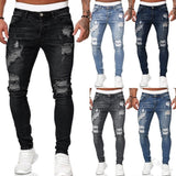 Mens Jeans Hip Hop Black Blue Cool Skinny Ripped Stretch Slim Elastic Denim Pants Large Size For Male Casual jogging jeans for m aidase-shop