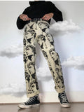 Aidase New Printed Statuary Jeans Loose Straight Men Denim Biker Casual Pants Hip Hop Man Jean Hombre Pantalon Artistic Work Size S-3XL aidase-shop