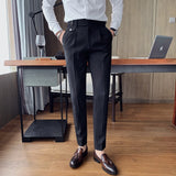 High Quality British Style Business Casual Slim Fit Men Dress Pants Solid All Match Formal Wear Office Trousers Gentlemen 36-29 aidase-shop